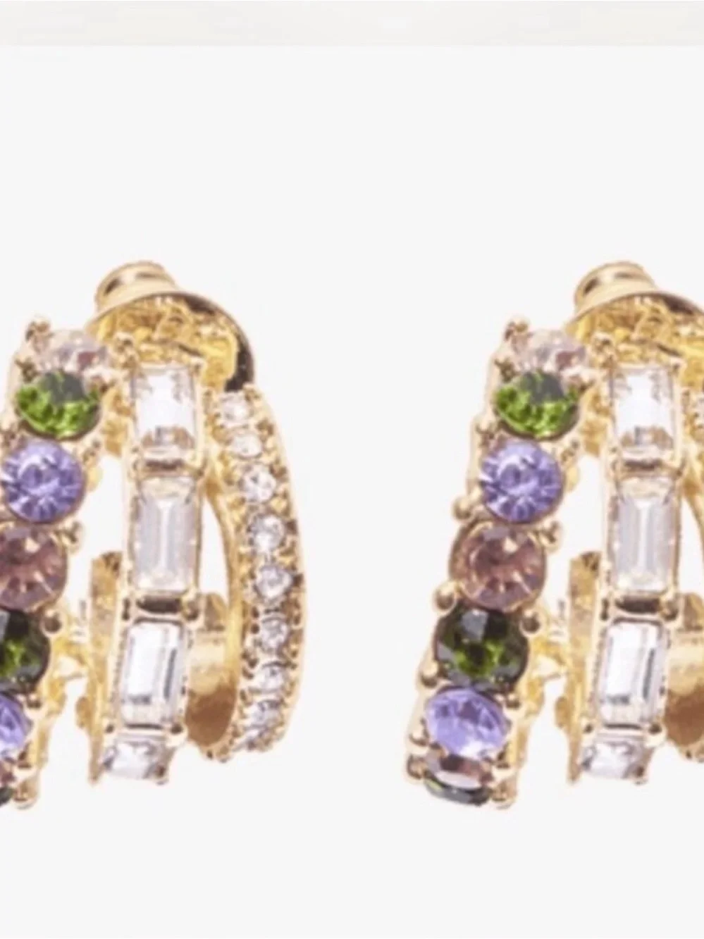 Olive & Piper Gold Multicolor Crystal Huggie Earrings